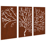 Vidaxl 3-delige tuindecoratieset boomontwerp 105x55 cm cortenstaal