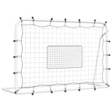 Vidaxl voetbalrebounder 184x61x123 cm staal en pe wit en zwart