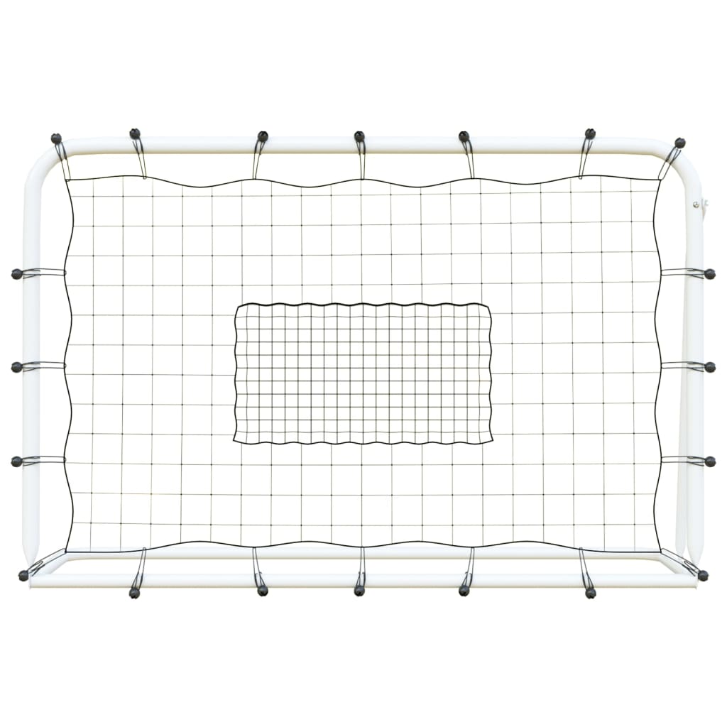 Vidaxl voetbalrebounder 184x61x123 cm staal en pe wit en zwart