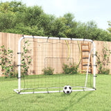 Vidaxl football rebounder 184x61x123 cm steel and pe white and black