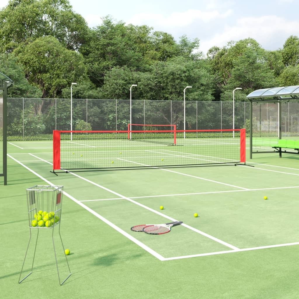 Vidaxl tennisnet 500x100x87 cm polyester zwart en rood