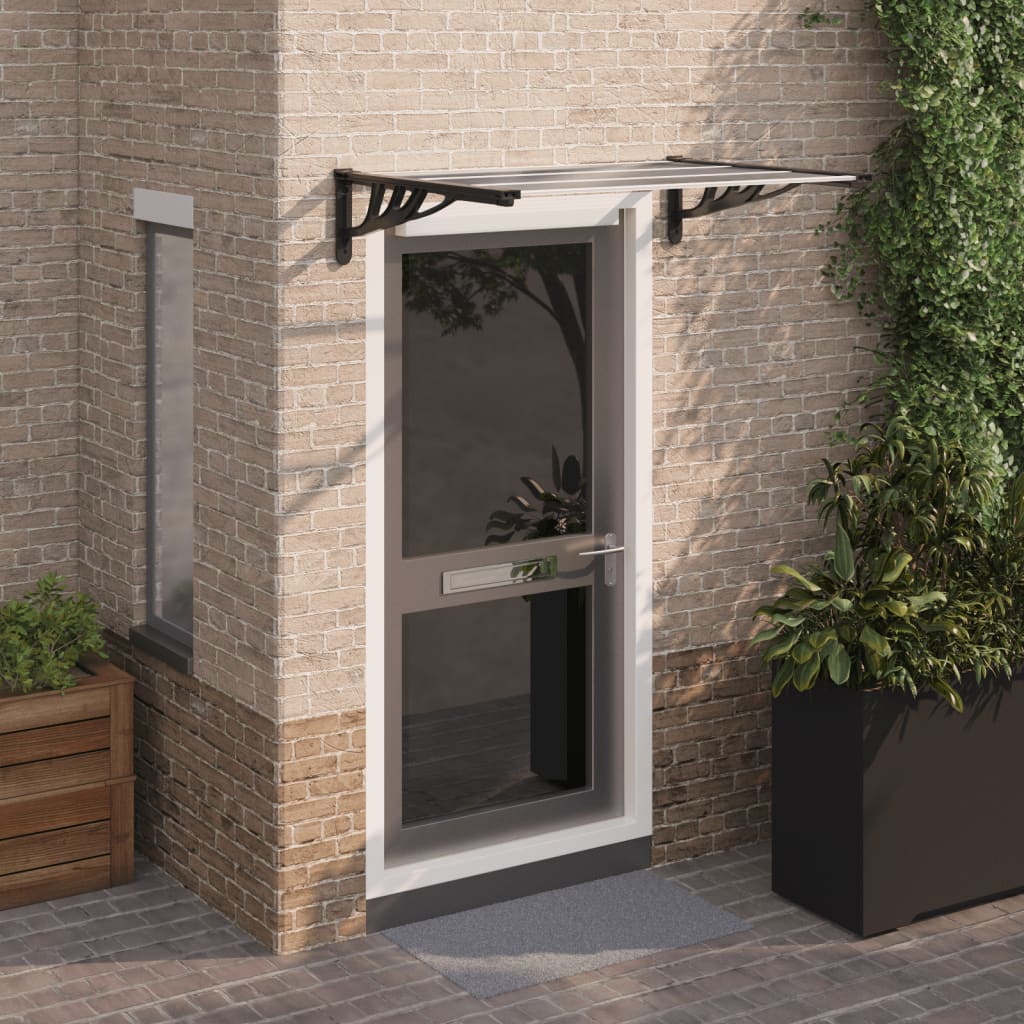 Canopato per porte Vidaxl 122x90 cm Policarbonato nero e trasparente