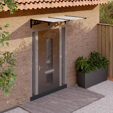 Vidaxx Türvordach 152,5x90 cm Polycarbonat schwarz und transparent