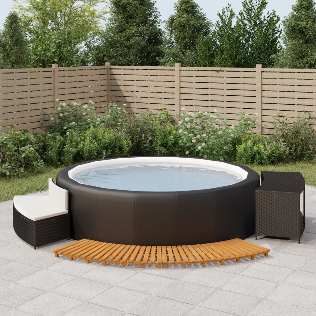 Vidaxl Hottub-ibouw Poly Rattan och Solid Acaciahout Black