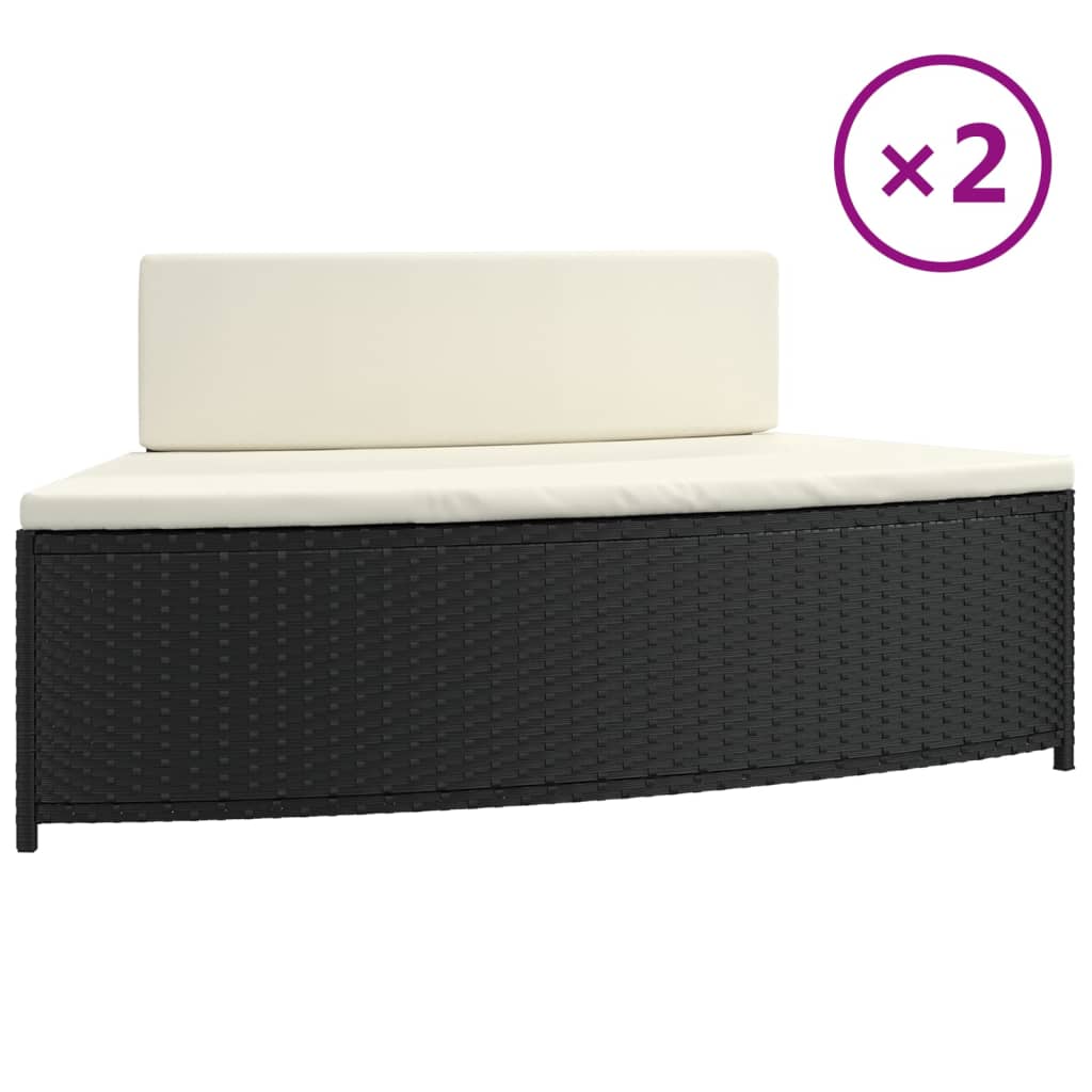 Vidaxl Spa Benchs con almohadas 2 ST Poly Rattan Negro