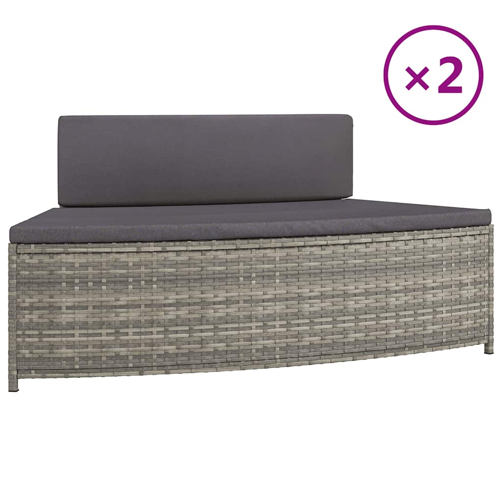 Bancs de spa Vidaxl avec oreillers 2 St Poly Rattan Gray