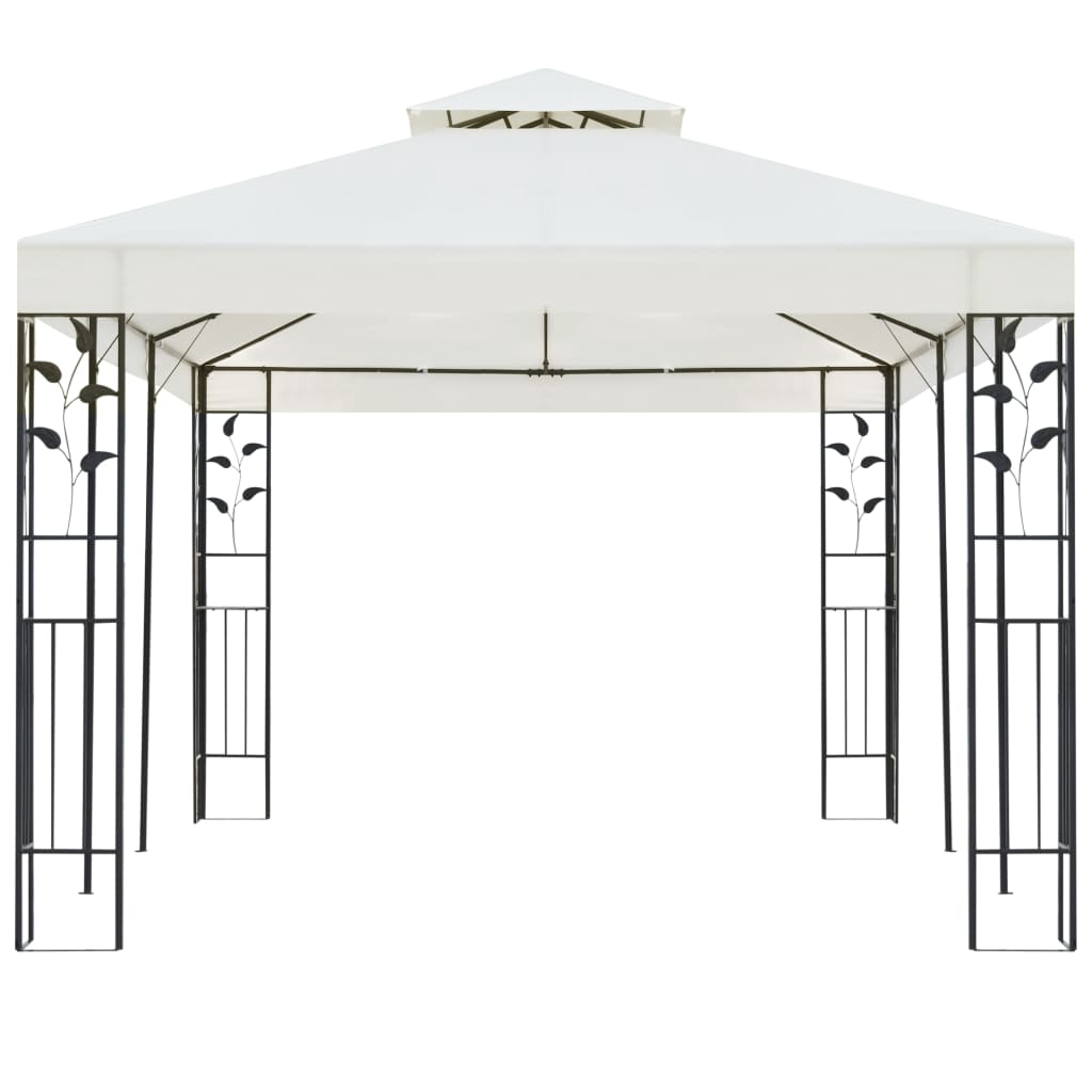 Vidaxl arbor with double roof 6x3 m white