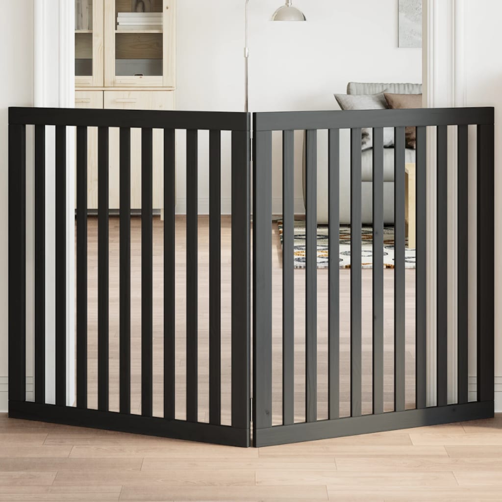 Vidaxx faltbares Hundegitter 2 Paneele 160 cm Pappelholz schwarz