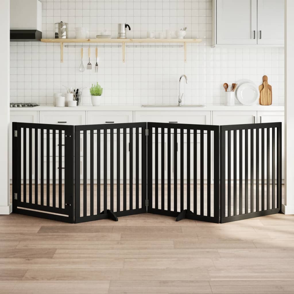 Vidaxx faltbares Hundegitter 4 Paneele 320 cm Pappelholz schwarz