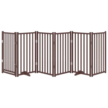 Vidaxl faltbares Hundegitter, 6 Paneele, 300 cm, massive Kiefer, braune Eiche