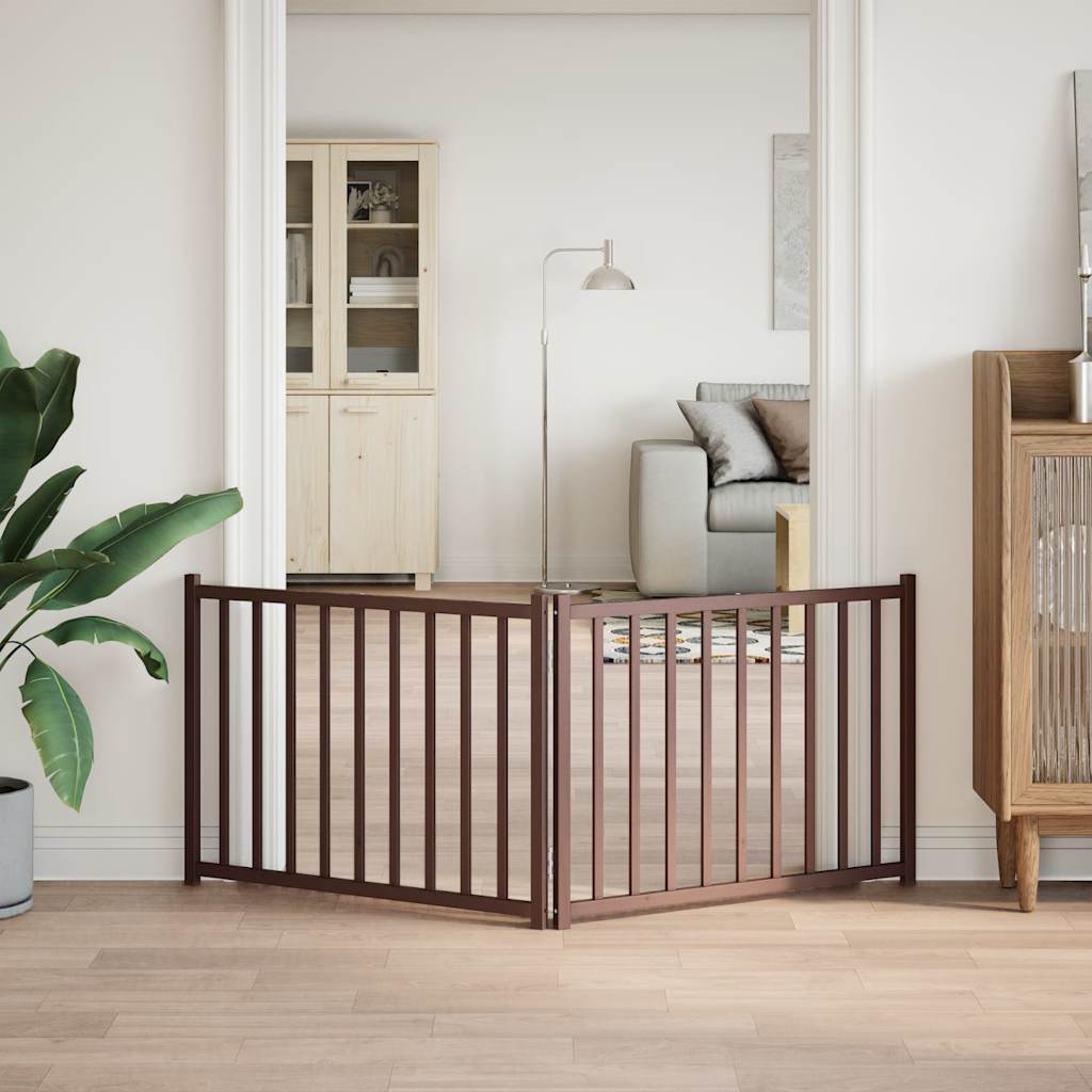Vidaxl faltbares Hundegitter, 2 Paneele, 160 cm, massive Kiefer, braune Eiche