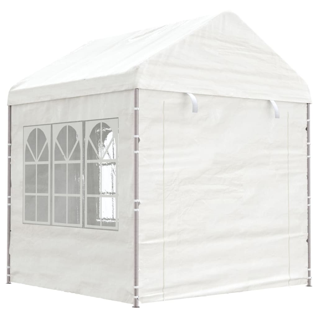 Arbor Vidaxl avec toit 2.28x2.23x2.69 m Blanc en polyéthylène