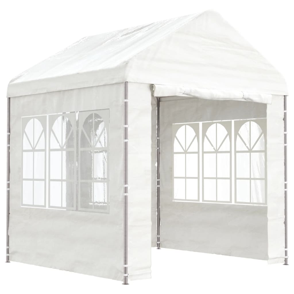 Arbor Vidaxl avec toit 2.28x2.23x2.69 m Blanc en polyéthylène