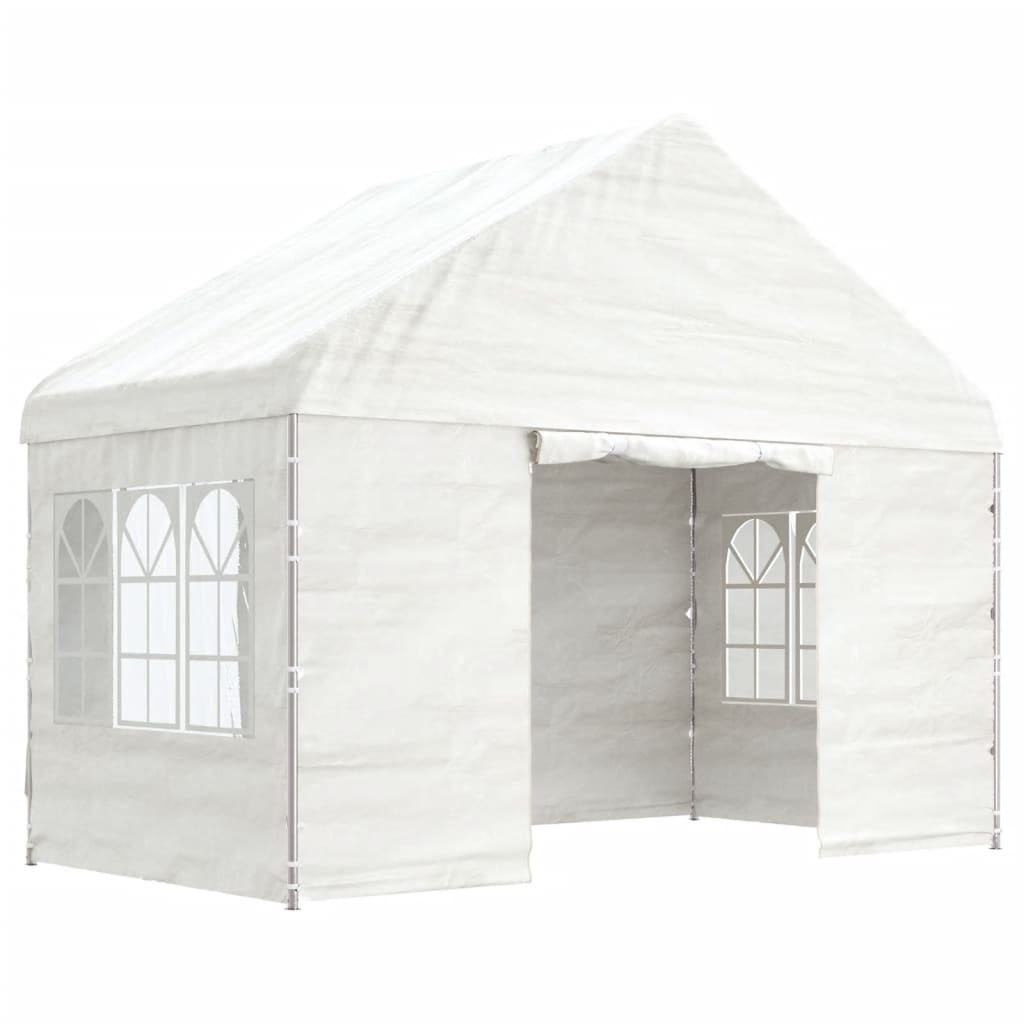 Vidaxl Arbor con tetto 4.08x2.23x3.22 m polietilene bianco