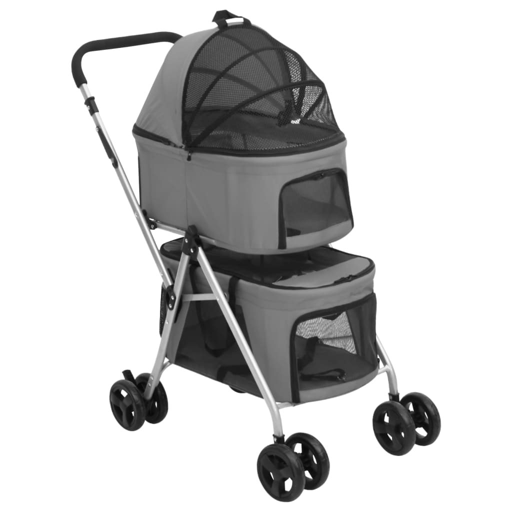 Vidaxl Dog Car 2-lagers vikbar 83x48x97 cm Oxford Fabric Grey