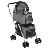 Vidaxl Dog Car 2-lagers vikbar 83x48x97 cm Oxford Fabric Grey