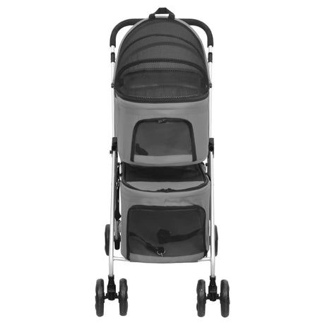 Vidaxl Hundauto 2-layer faltbar 83x48x97 cm Oxford Stoff grau