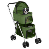 Bidaxl hundbil 2-lagers vikbar 83x48x97 cm oxford tyg green