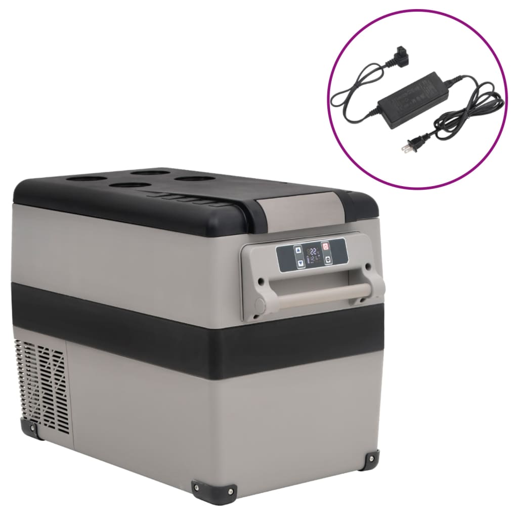 VidaXL Kühlbox mit Griff und Adapter 35 L PP PE Schwarz und Grau