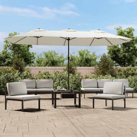 VidaXL Sonnenschirm doppelt 449x245 cm sandweiß