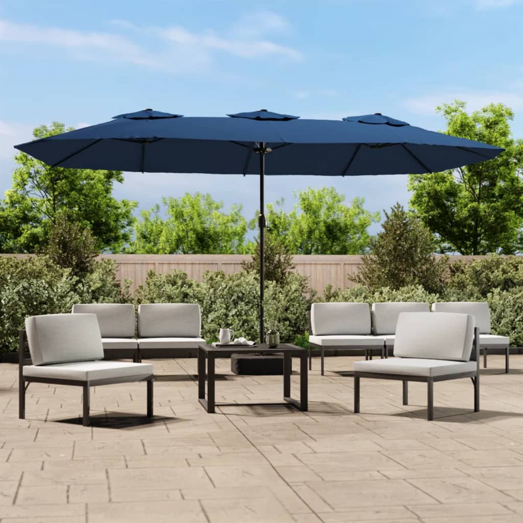 VidaXL Sonnenschirm Doppeldach 449x245 cm azurblau