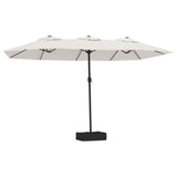 Vidaxx Sonnenschirm Doppeldach mit LED 449x245 cm sandweiß