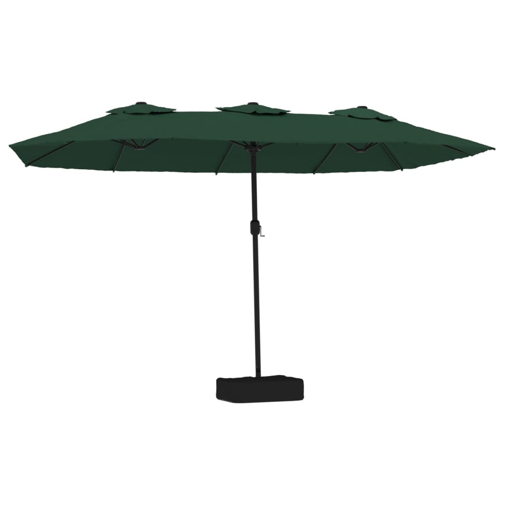 Vidaxl Parasol Double střecha s LED 449x245 cm zelená