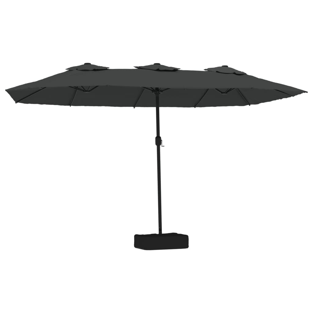 Vidaxx Sonnenschirm Doppeldach mit LED 449x245 cm Anthrazit