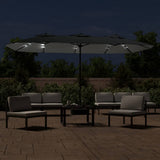 Vidaxx Sonnenschirm Doppeldach mit LED 449x245 cm Anthrazit