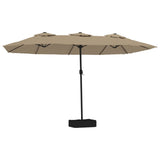 Vidaxl Parasol Double střecha s LED 449x245 cm taupe