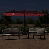 Vidaxx Sonnenschirm Doppeldach mit LED 449x245 cm bordeaux