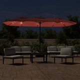 Vidaxx Sonnenschirm Doppeldach mit LED 449x245 cm terrakottafarben