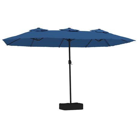 Vidaxx Sonnenschirm Doppeldach mit LED 449x245 cm azurblau