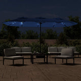 Vidaxx Sonnenschirm Doppeldach mit LED 449x245 cm azurblau
