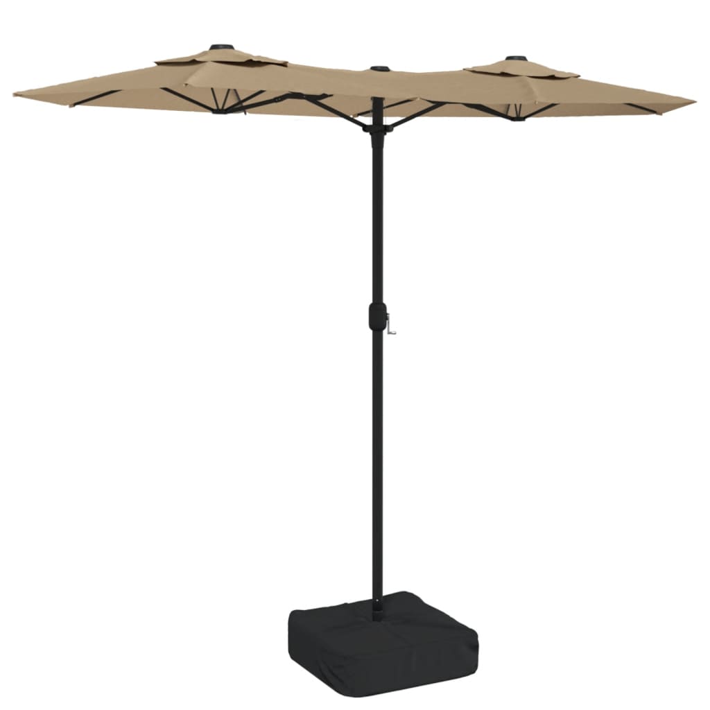 Vidaxl Parasol dvojna streha 316x240 cm taupe