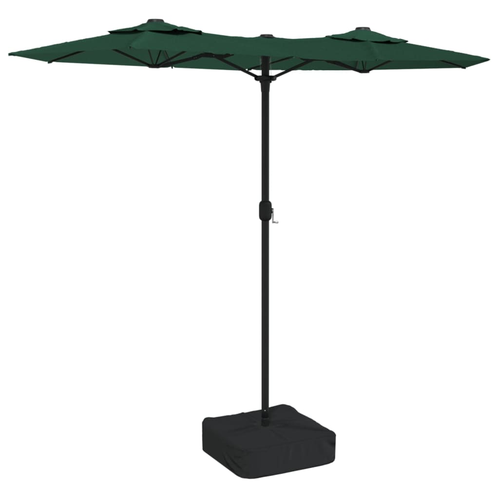 Vidaxl Parasol dobbelt med LED'er 316x240 cm grøn