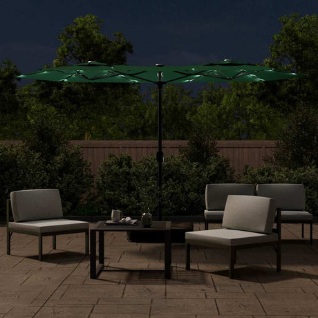 Vidaxx Sonnenschirm doppelt mit LEDs 316x240 cm grün