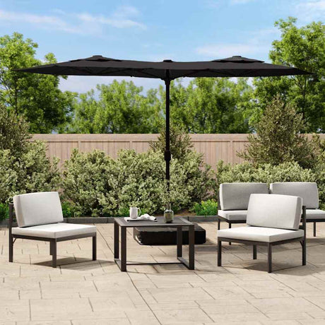 Vidaxx Sonnenschirm Doppeldach mit LEDs 316x240 cm schwarz
