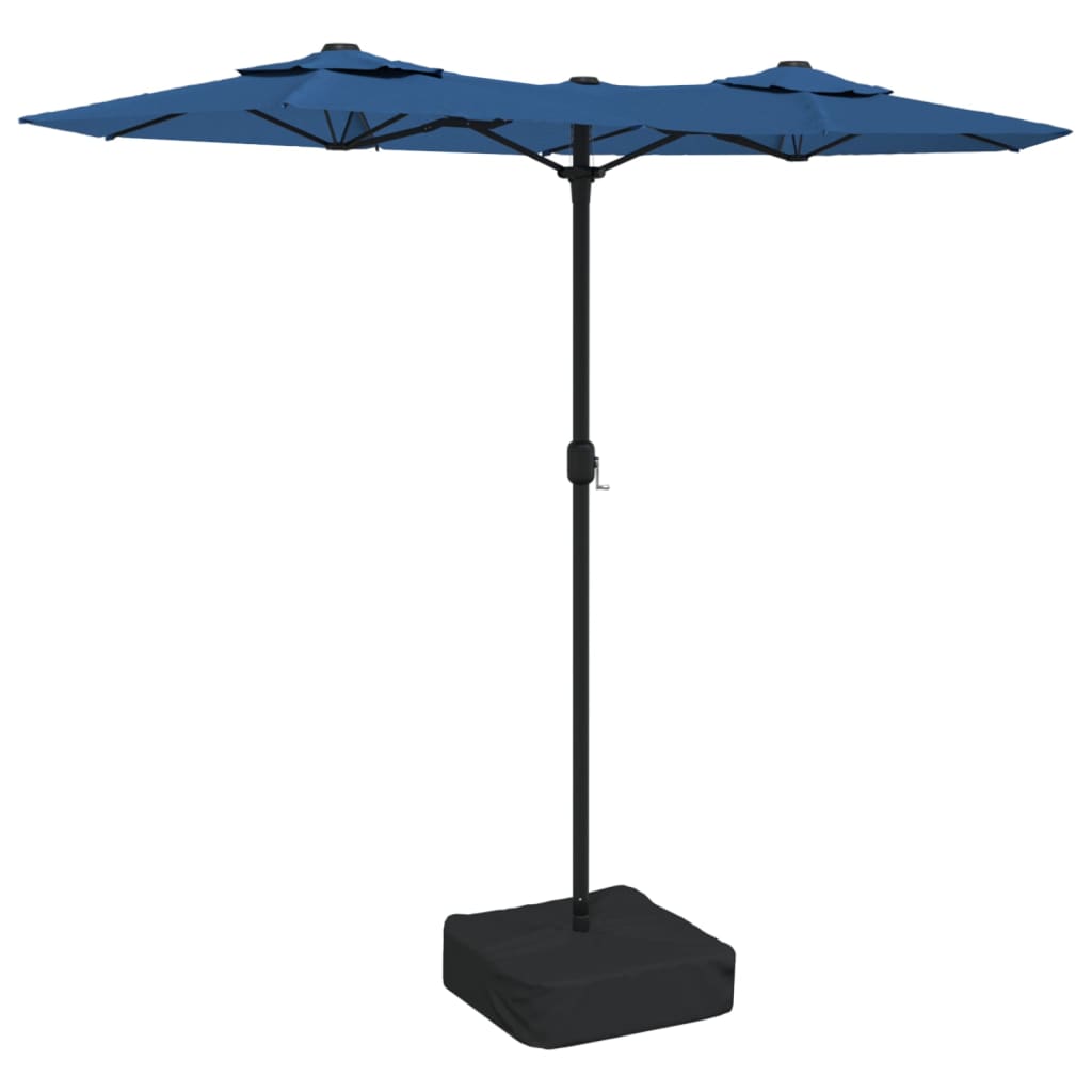 Vidaxx Sonnenschirm Doppeldach mit LED 316x240 cm azurblau