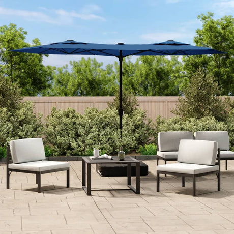 Vidaxx Sonnenschirm Doppeldach mit LED 316x240 cm azurblau