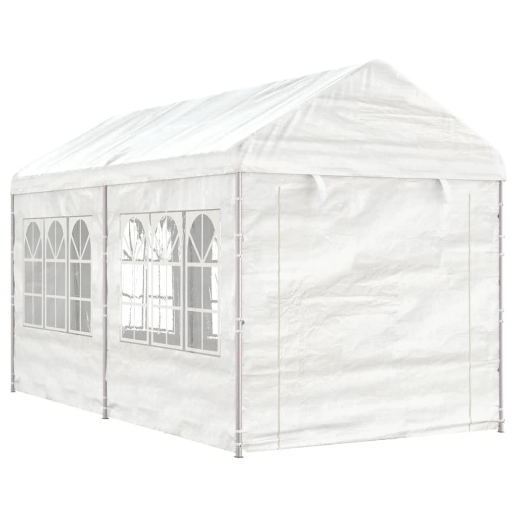 Vidaxl Arbor con tetto 4.46x2.28x2.69 m polietilene bianco