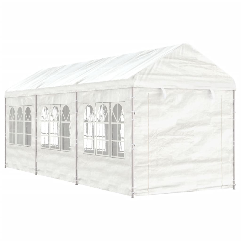 Vidaxl Arbor con tetto 6.69x2.28x2.69 m polietilene bianco