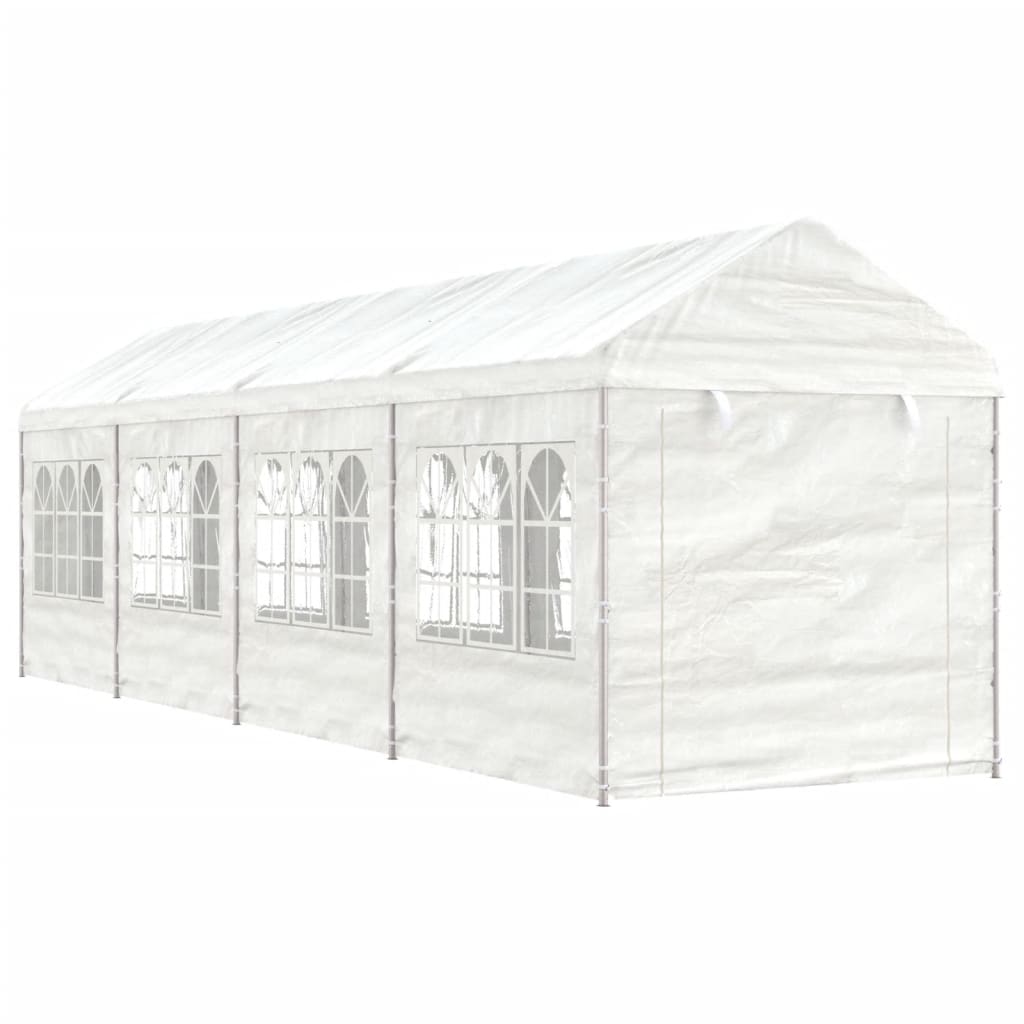 Vidaxl Arbor con techo 8.92x2.28x2.69 M polietileno blanco