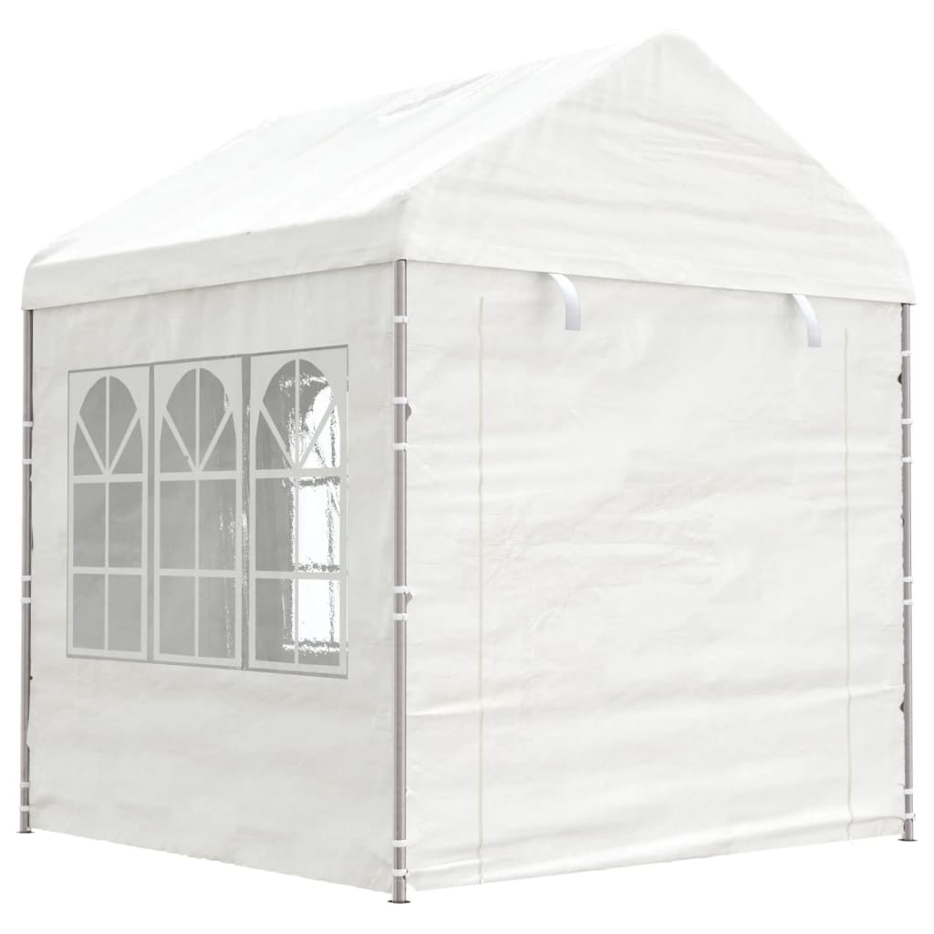 Arbor vidaxl avec toit 8.92x2.28x2.69 m Blanc en polyéthylène