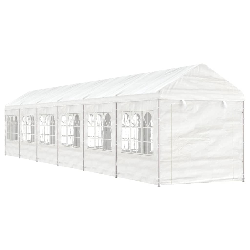 VidaXL Prieel met dak 13,38x2,28x2,69 m polyetheen wit