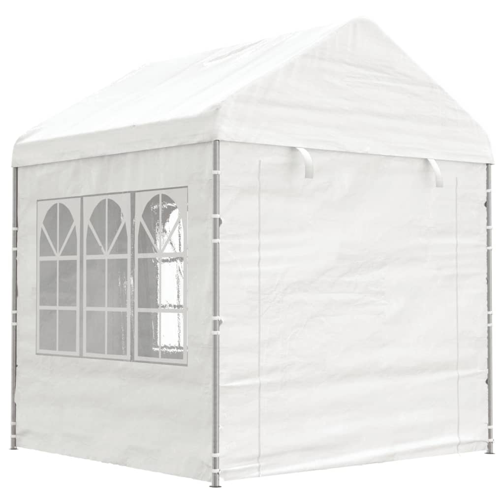 Arbor vidaxl avec toit 13.38x2.28x2.69 m Blanc en polyéthylène