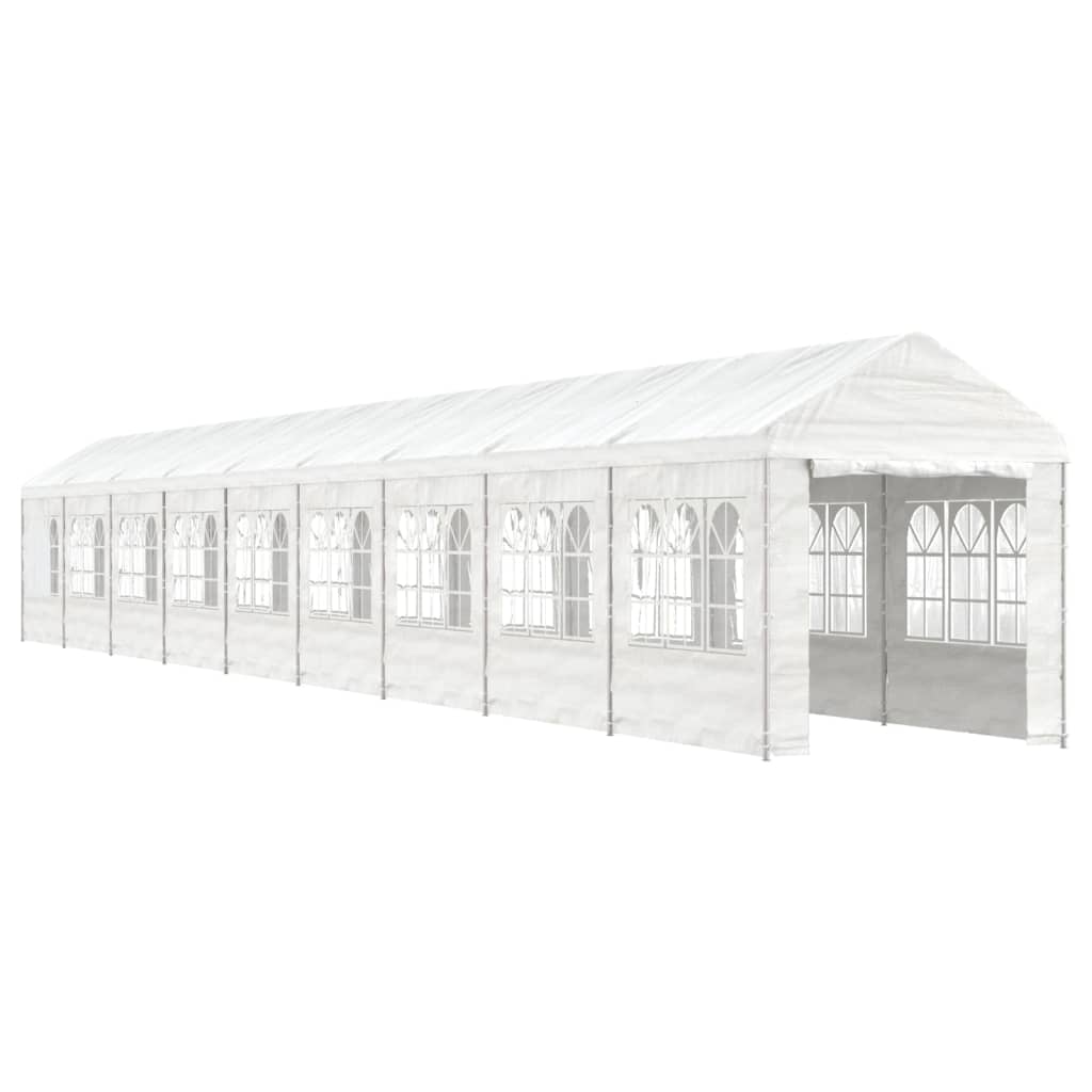 Arbor vidaxl avec toit 20.07x2.28x2.69 m Blanc en polyéthylène