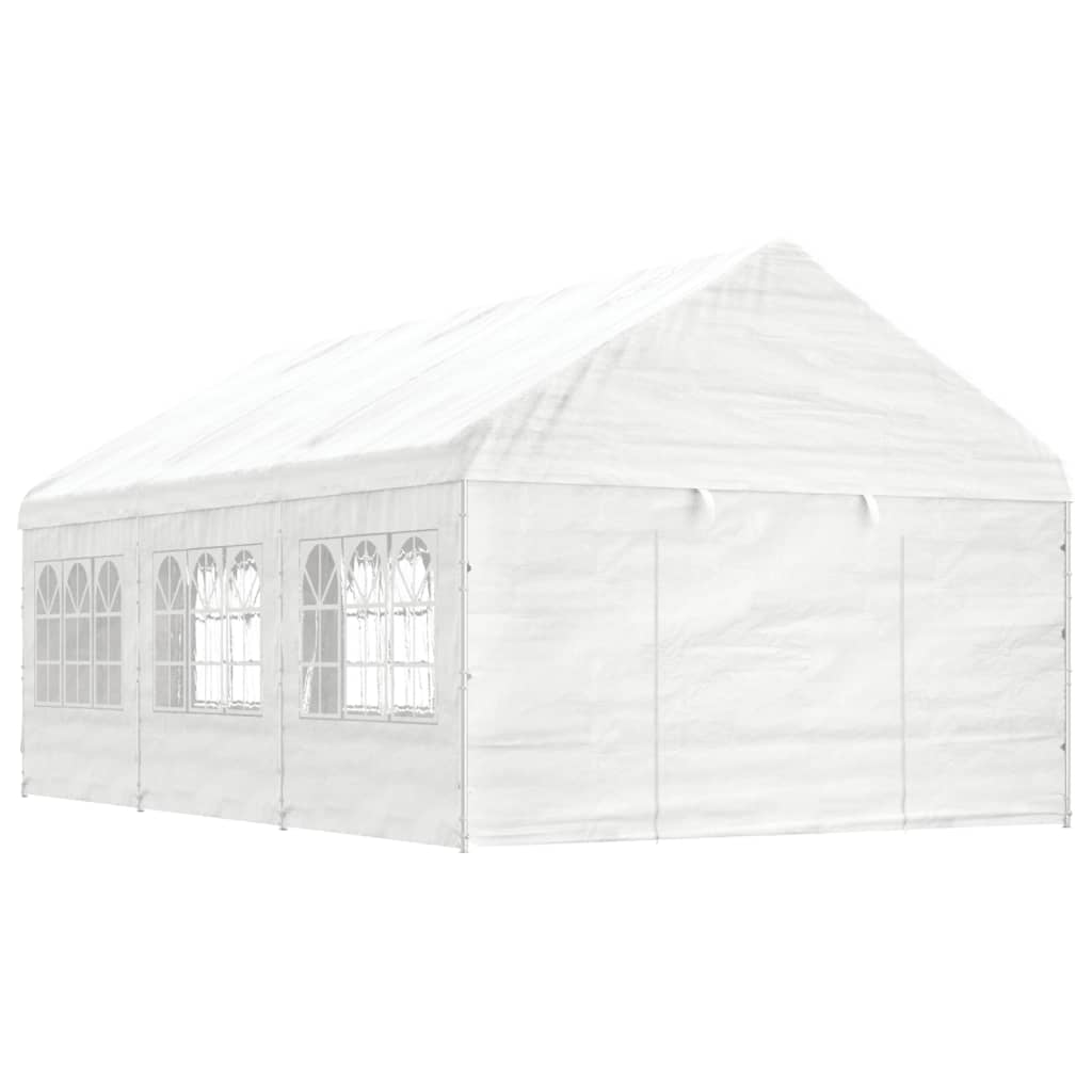 Vidaxl Arbor con techo 6.69x4.08x3.22 M polietileno blanco