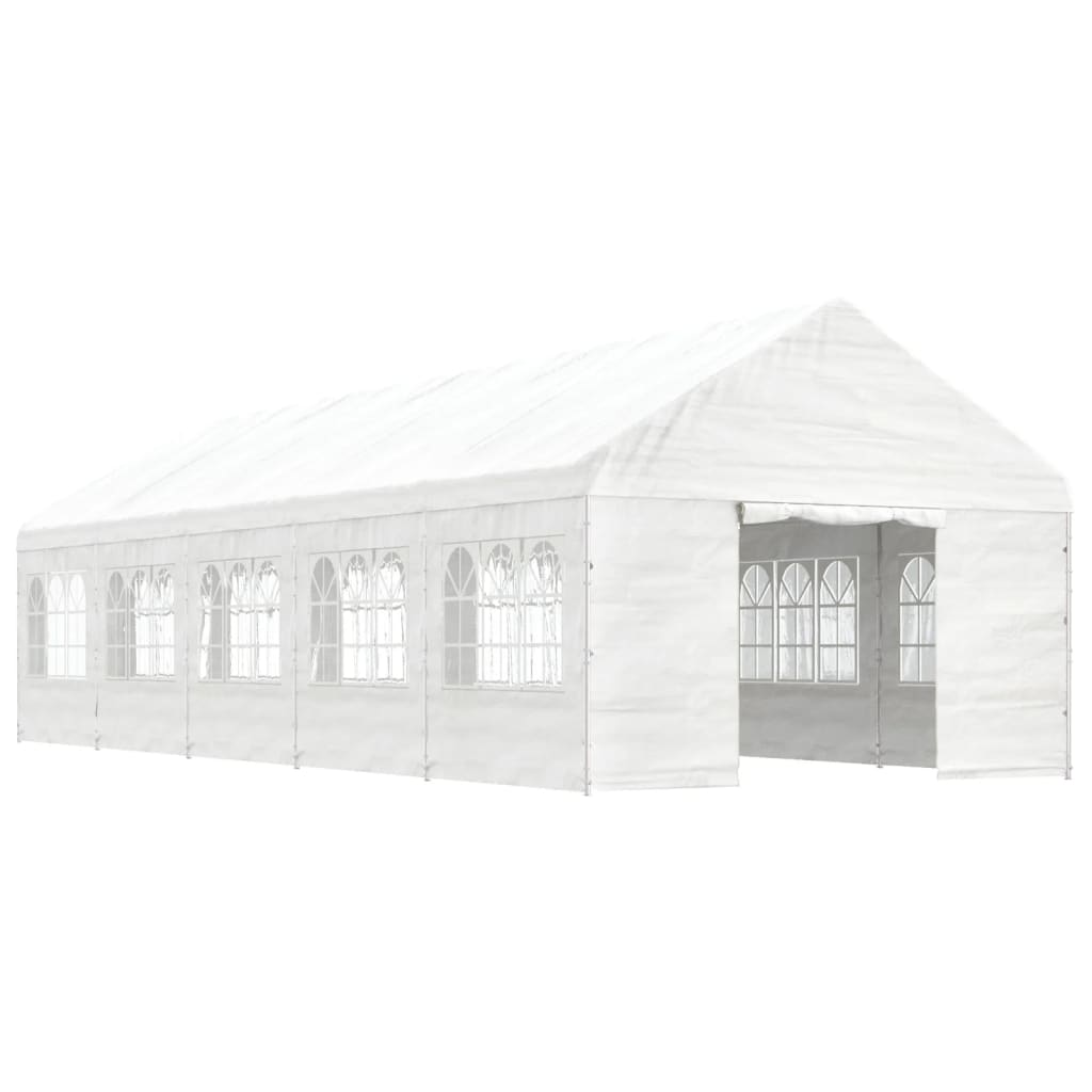 Arbor Vidaxl avec toit 11.15x4.08x3,22 m Blanc en polyéthylène