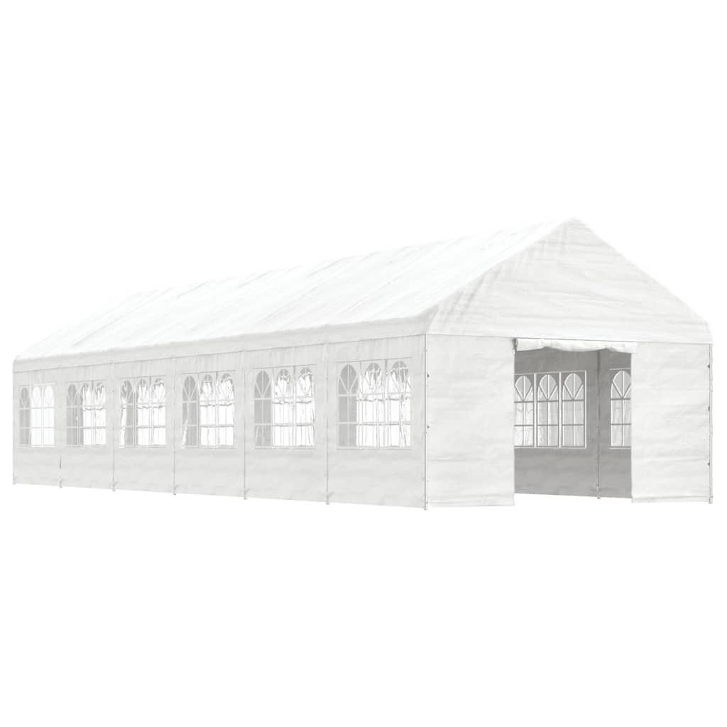 Arbor vidaxl avec toit 13.38x4.08x3,22 m Blanc en polyéthylène